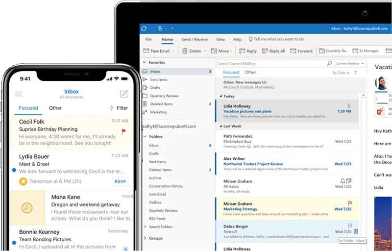 outlook tablet iphone