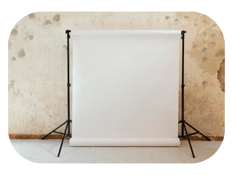 plain white photography backdrop with stand